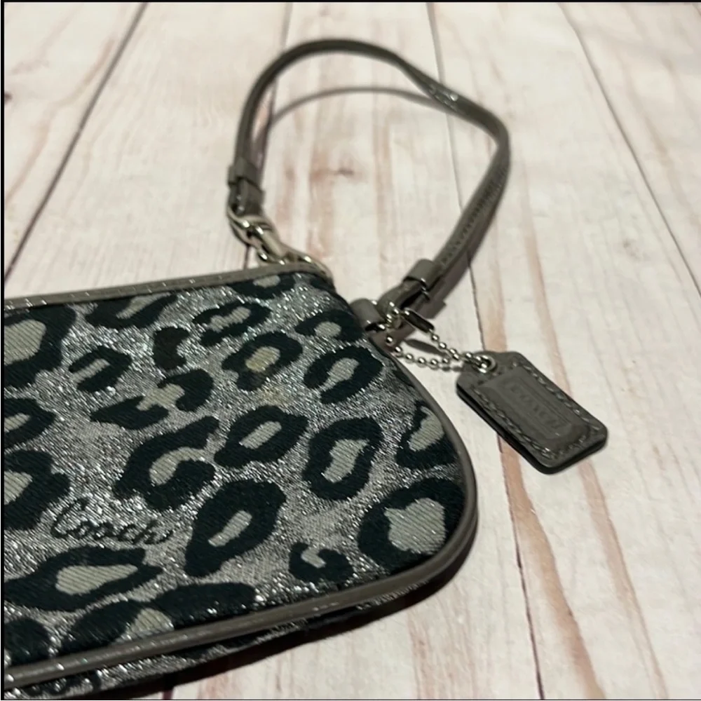 Coach Animal Print Clutch Wristlet Gray Black